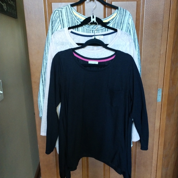 Christopher & Banks Sweaters - Sweaters shark bite Aline black pink stripe 1X